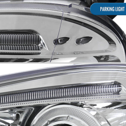 Ronnin - Fits 2002-2004 Acura RSX Upgraded LED Dual Rims Projector Headlights Assembly Pair | Chrome