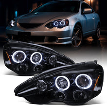 Ronnin - Fits 2002-2004 Acura RSX Upgraded LED Dual Rims Projector Headlights Assembly Pair | Black Smoke