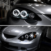 Ronnin - Fits 2002-2004 Acura RSX Upgraded LED Dual Rims Projector Headlights Assembly Pair | Black