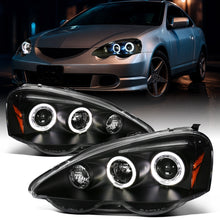 Ronnin - Fits 2002-2004 Acura RSX Upgraded LED Dual Rims Projector Headlights Assembly Pair | Black