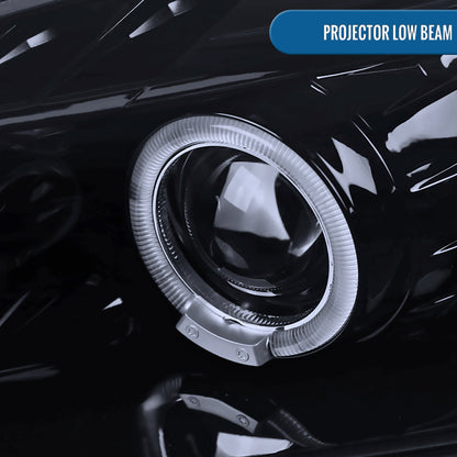 Ronnin - Fits 2000-2003 Honda S2000 S2K AP1 Upgrade Replacement LED Dual Halo Rims Projector Headlights Assembly Pair | Black Smoke