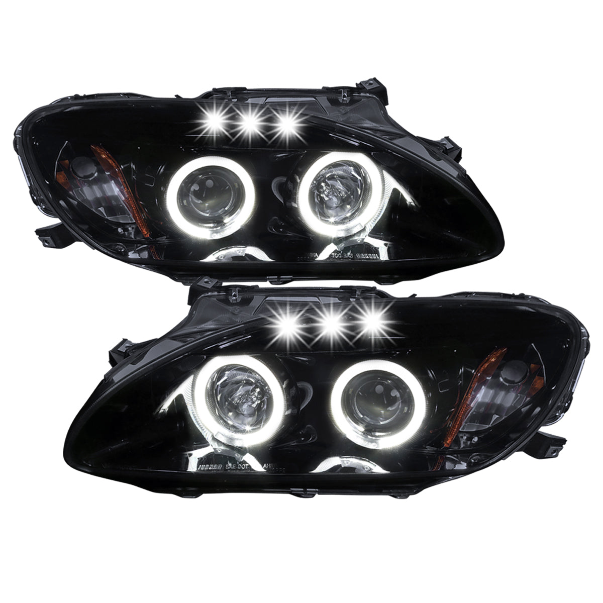 Ronnin - Fits 2000-2003 Honda S2000 S2K AP1 Upgrade Replacement LED Dual Halo Rims Projector Headlights Assembly Pair | Black Smoke