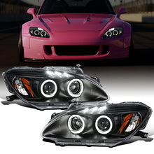 Ronnin - Fits 2000-2003 Honda S2000 S2K AP1 Upgrade Replacement LED Dual Halo Rims Projector Headlights Assembly Pair | Black