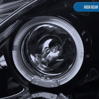 Ronnin - Fits 2004-2009 Honda S2000 S2K AP2 Upgraded Replacement LED Dual Rims Projector Headlights Assembly Pair | Black Smoke