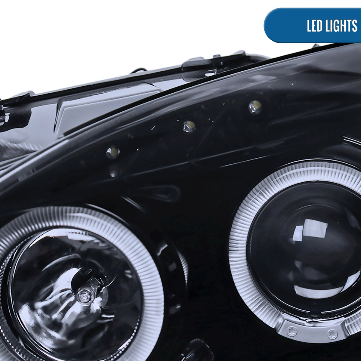 Ronnin - Fits 2004-2009 Honda S2000 S2K AP2 Upgraded Replacement LED Dual Rims Projector Headlights Assembly Pair | Black Smoke