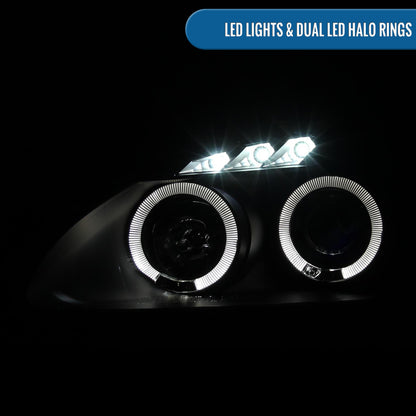 Ronnin - Fits 2004-2009 Honda S2000 S2K AP2 Upgraded Replacement LED Dual Rims Projector Headlights Assembly Pair | Black