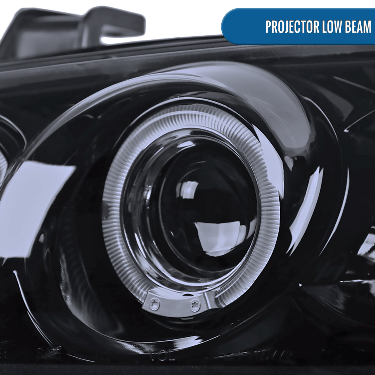 Ronnin - Fits 2000-2003 Nissan Sentra Upgrade Replacement LED Dual Rims Projector Headlights Assembly Pair | Black Smoke