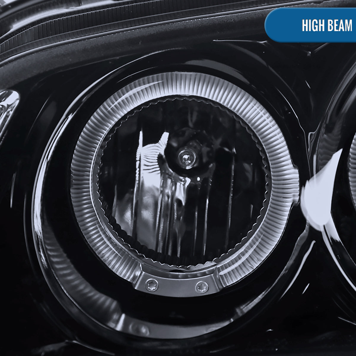 Ronnin - Fits 2000-2003 Nissan Sentra Upgrade Replacement LED Dual Rims Projector Headlights Assembly Pair | Black Smoke