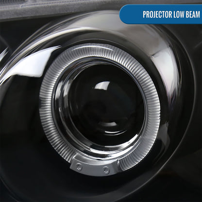 Ronnin - Fits 2000-2003 Nissan Sentra Upgrade Replacement LED Dual Rims Projector Headlights Assembly Pair | Black