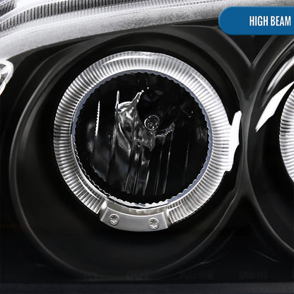 Ronnin - Fits 2000-2003 Nissan Sentra Upgrade Replacement LED Dual Rims Projector Headlights Assembly Pair | Black
