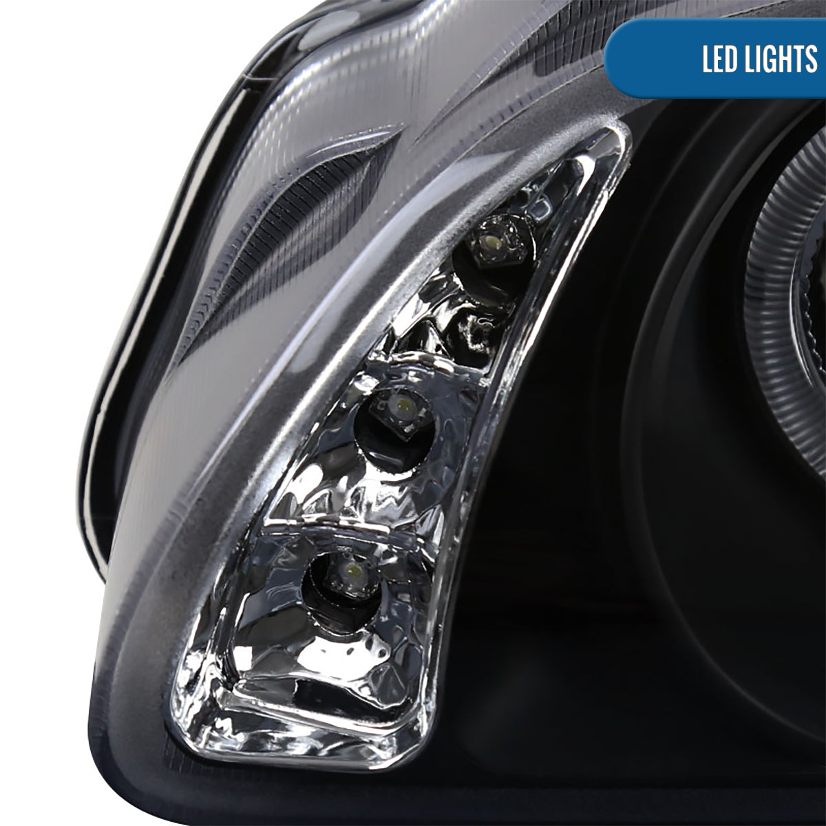 Ronnin - Fits 2000-2003 Nissan Sentra Upgrade Replacement LED Dual Rims Projector Headlights Assembly Pair | Black