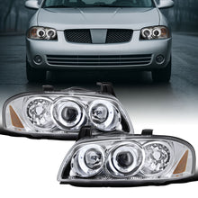 Ronnin - Fits 2004-2006 Nissan Sentra Upgraded LED Dual Rims Projector Headlights Assembly Pair | Chrome