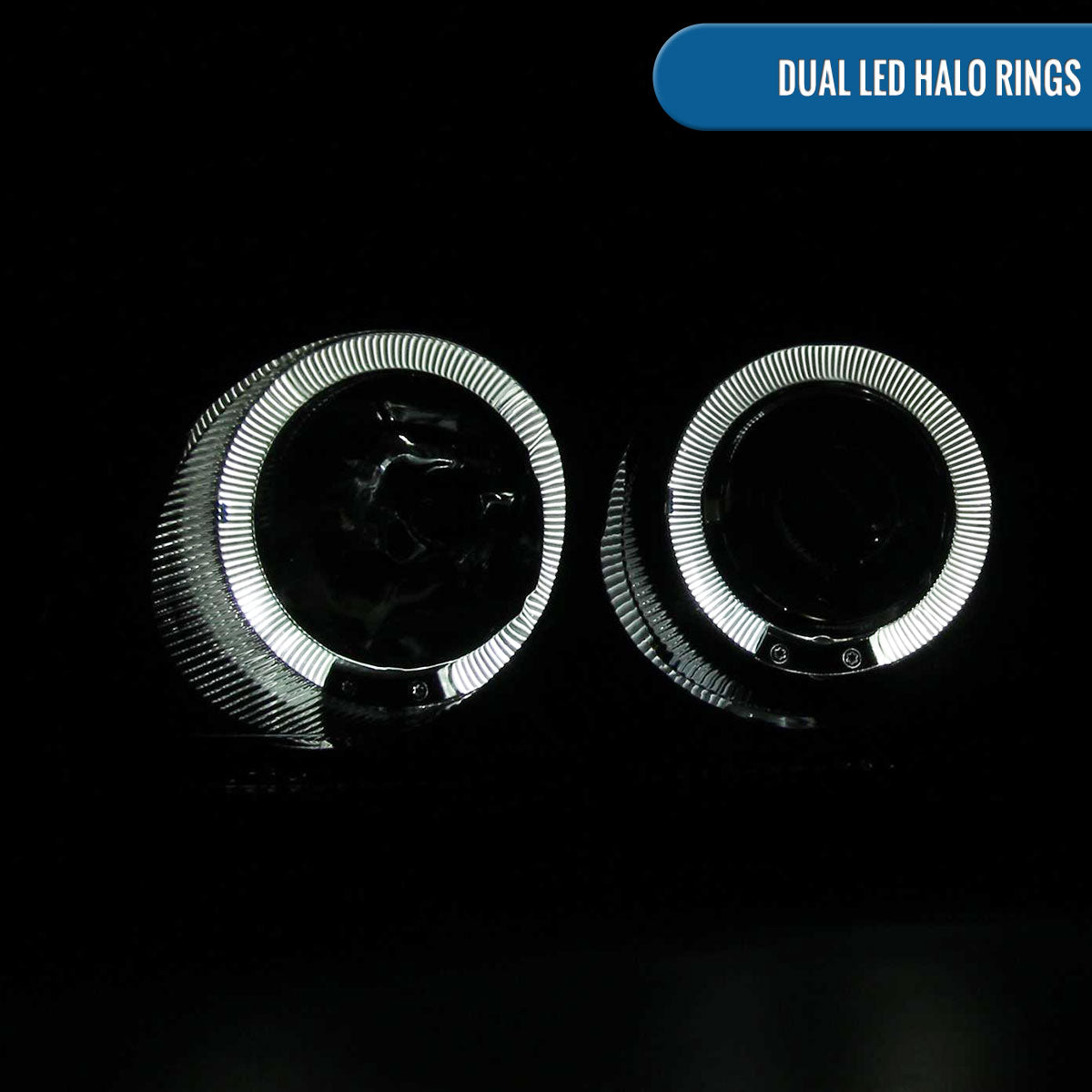 Ronnin - Fits 2004-2006 Nissan Sentra Upgraded LED Dual Rims Projector Headlights Assembly Pair | Black Smoke