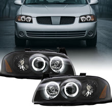Ronnin - Fits 2004-2006 Nissan Sentra Upgraded LED Dual Rims Projector Headlights Assembly Pair | Black