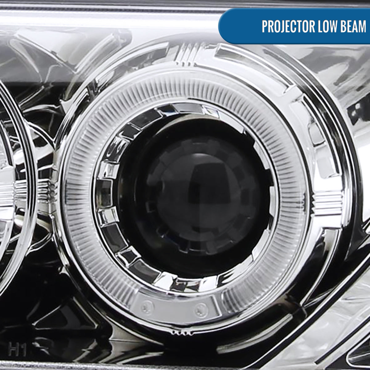 Ronnin - Fits 1995-1999 Nissan Sentra 1995-1998 Nissan 200SX LED Rims Projector Headlights Replacement Assembly Pair | Chrome