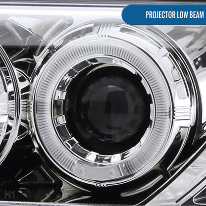 Ronnin - Fits 1995-1999 Nissan Sentra 1995-1998 Nissan 200SX LED Rims Projector Headlights Replacement Assembly Pair | Chrome