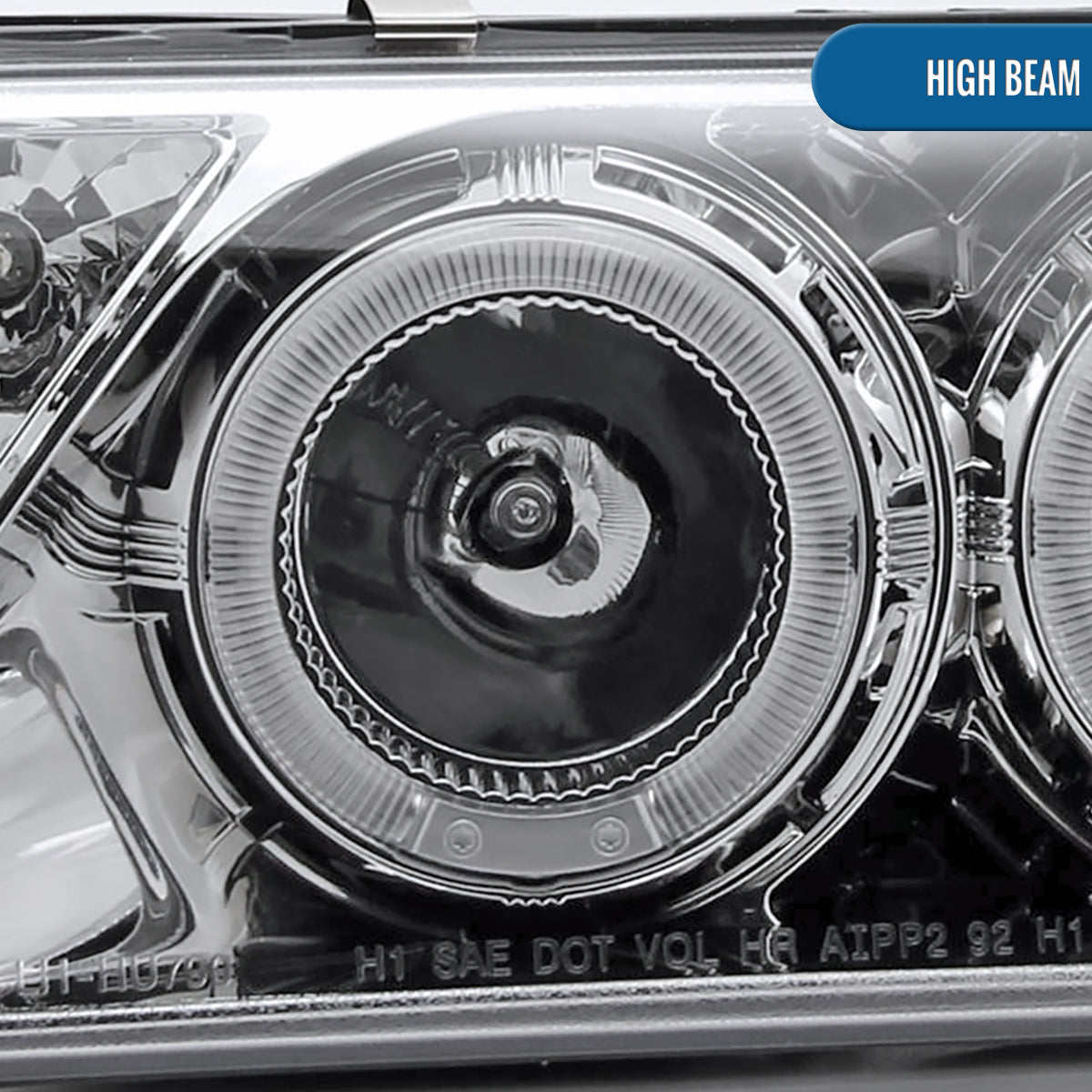 Ronnin - Fits 1995-1999 Nissan Sentra 1995-1998 Nissan 200SX LED Rims Projector Headlights Replacement Assembly Pair | Chrome