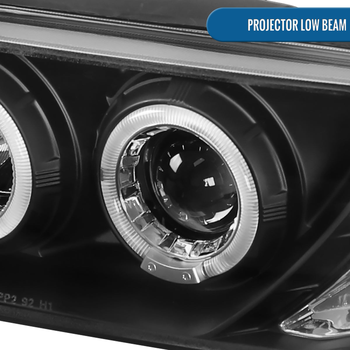 Ronnin - Fits 1995-1999 Nissan Sentra 1995-1998 Nissan 200SX LED Rims Projector Headlights Replacement Assembly Pair | Black