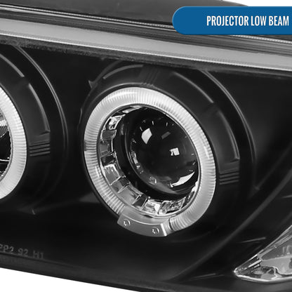 Ronnin - Fits 1995-1999 Nissan Sentra 1995-1998 Nissan 200SX LED Rims Projector Headlights Replacement Assembly Pair | Black
