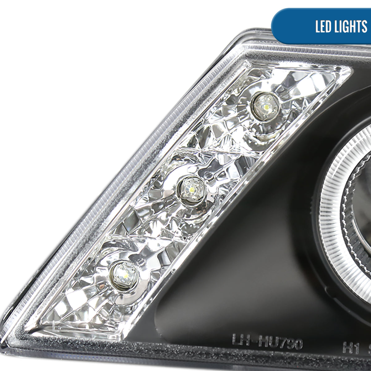 Ronnin - Fits 1995-1999 Nissan Sentra 1995-1998 Nissan 200SX LED Rims Projector Headlights Replacement Assembly Pair | Black