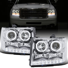 Ronnin - Fits 2007-2014 GMC Sierra 1500 Hybrid 1500HD 2500HD 3500HD Denali LED Dual Rims Projector Headlights Replacement Assembly Pair | Chrome