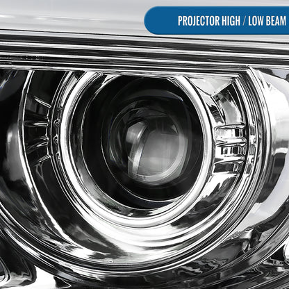 Ronnin - Compatible con GMC Sierra 1500 2500HD 3500HD de 2014-2019 Par de faros delanteros con proyector de tubo de luz LED | Cromados