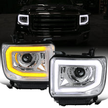 Ronnin - Compatible con GMC Sierra 1500 2500HD 3500HD de 2014-2019 Par de faros delanteros con proyector de tubo de luz LED | Cromados
