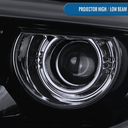 Ronnin - Se adapta a la GMC Sierra 1500 2500HD 3500HD de 2014-2019 Conjunto de faros delanteros tipo proyector con tubo de luz LED de marcha | Ahumado negro