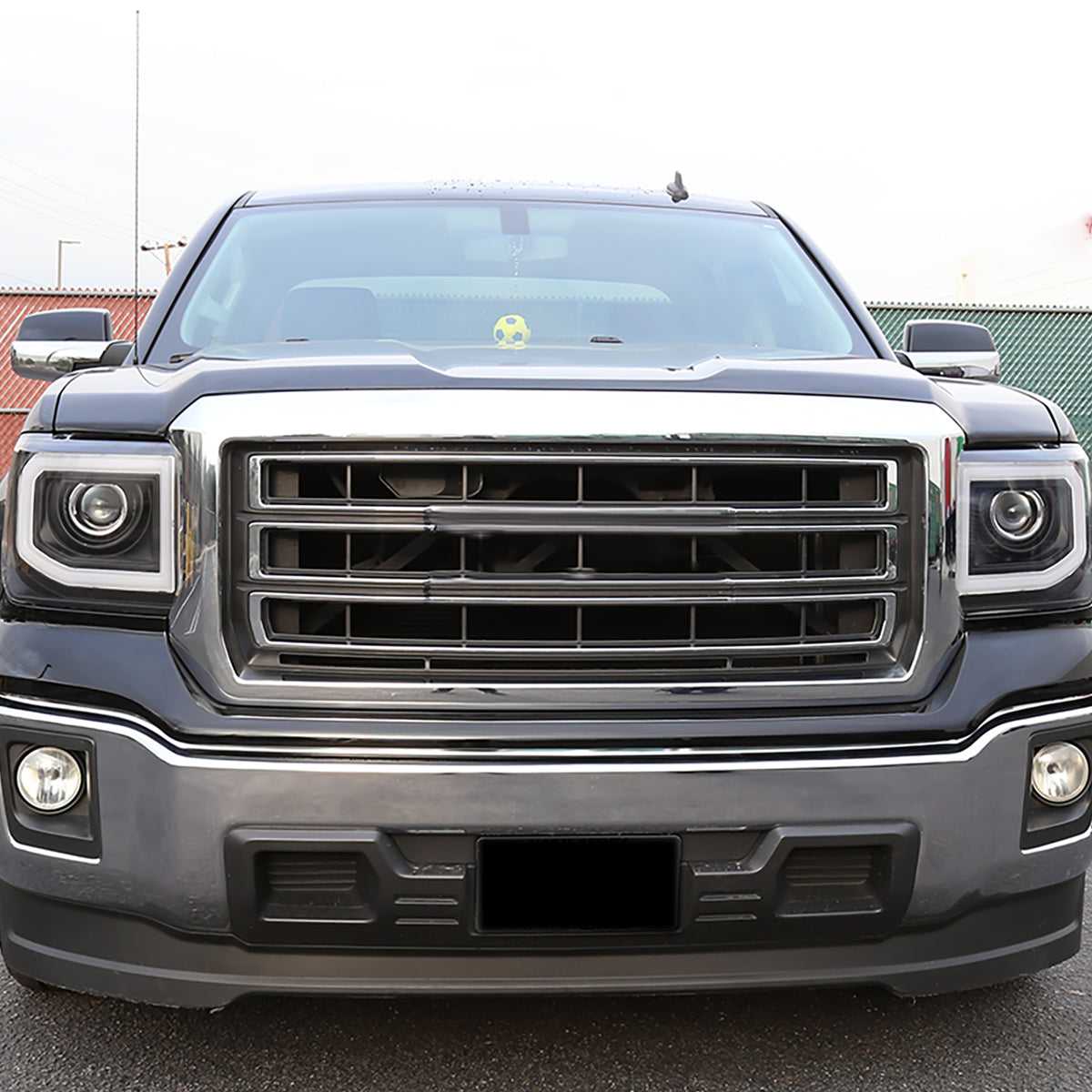 Ronnin - Compatible con GMC Sierra 1500 2500HD 3500HD de 2014-2019, luces delanteras con proyector de tubo de luz LED, par | Negras