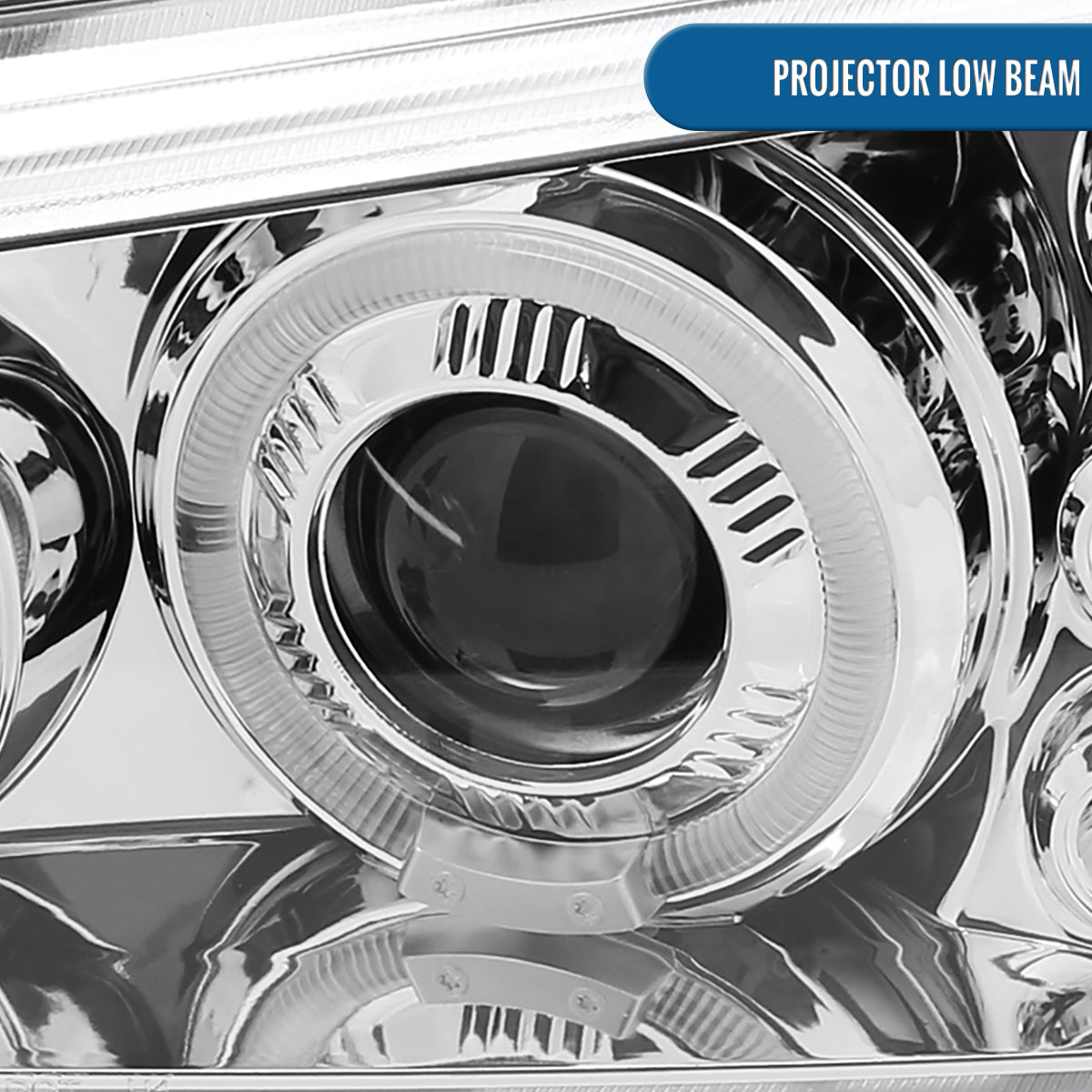 Ronnin - Fits 2002-2007 Chevy Avalanche Silverado Upgrade Replacement Dual LED Halo Rims Projector Headlights Assembly Pair | Chrome