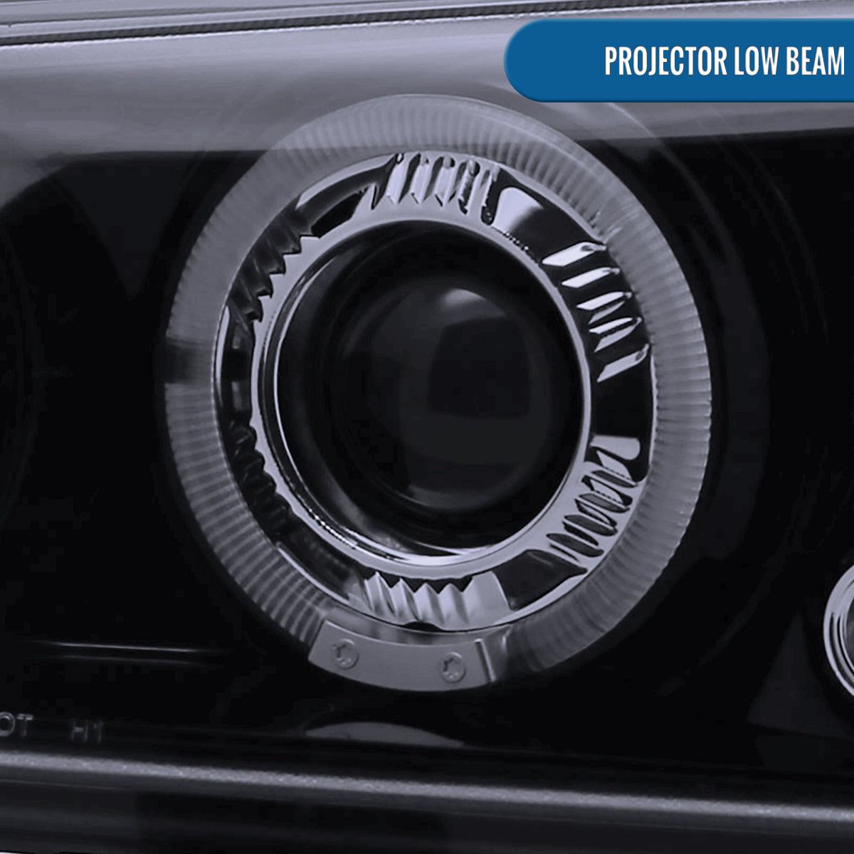 Ronnin - Fits 2002-2007 Chevy Avalanche Silverado Upgrade Replacement Dual LED Halo Rims Projector Headlights Assembly Pair | Black Smoke