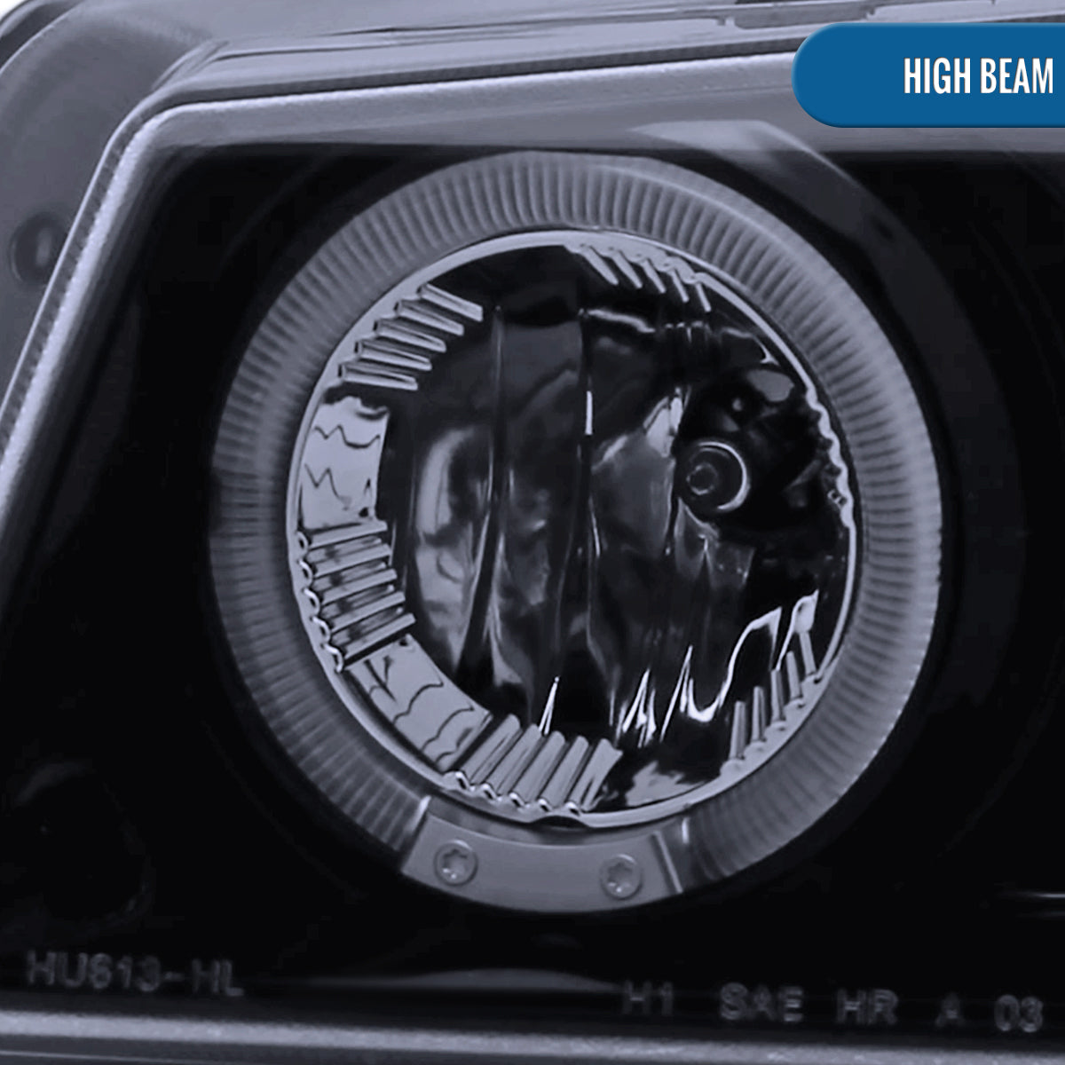 Ronnin - Fits 2002-2007 Chevy Avalanche Silverado Upgrade Replacement Dual LED Halo Rims Projector Headlights Assembly Pair | Black Smoke