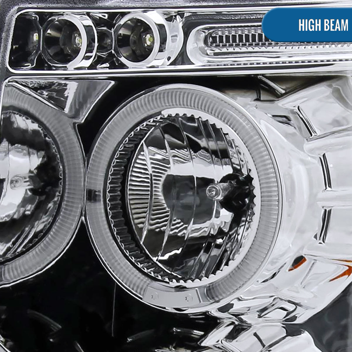 Ronnin - Fits 2007-2014 Chevy Silverado 1500 2500HD 3500HD LED Dual Rims Projector Headlights Assembly Pair | Chrome