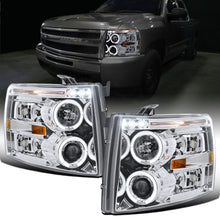 Ronnin - Fits 2007-2014 Chevy Silverado 1500 2500HD 3500HD LED Dual Rims Projector Headlights Assembly Pair | Chrome