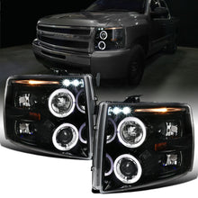 Ronnin - Fits 2007-2014 Chevy Silverado 1500 2500HD 3500HD LED Dual Rims Projector Headlights Assembly Pair | Gloss Black