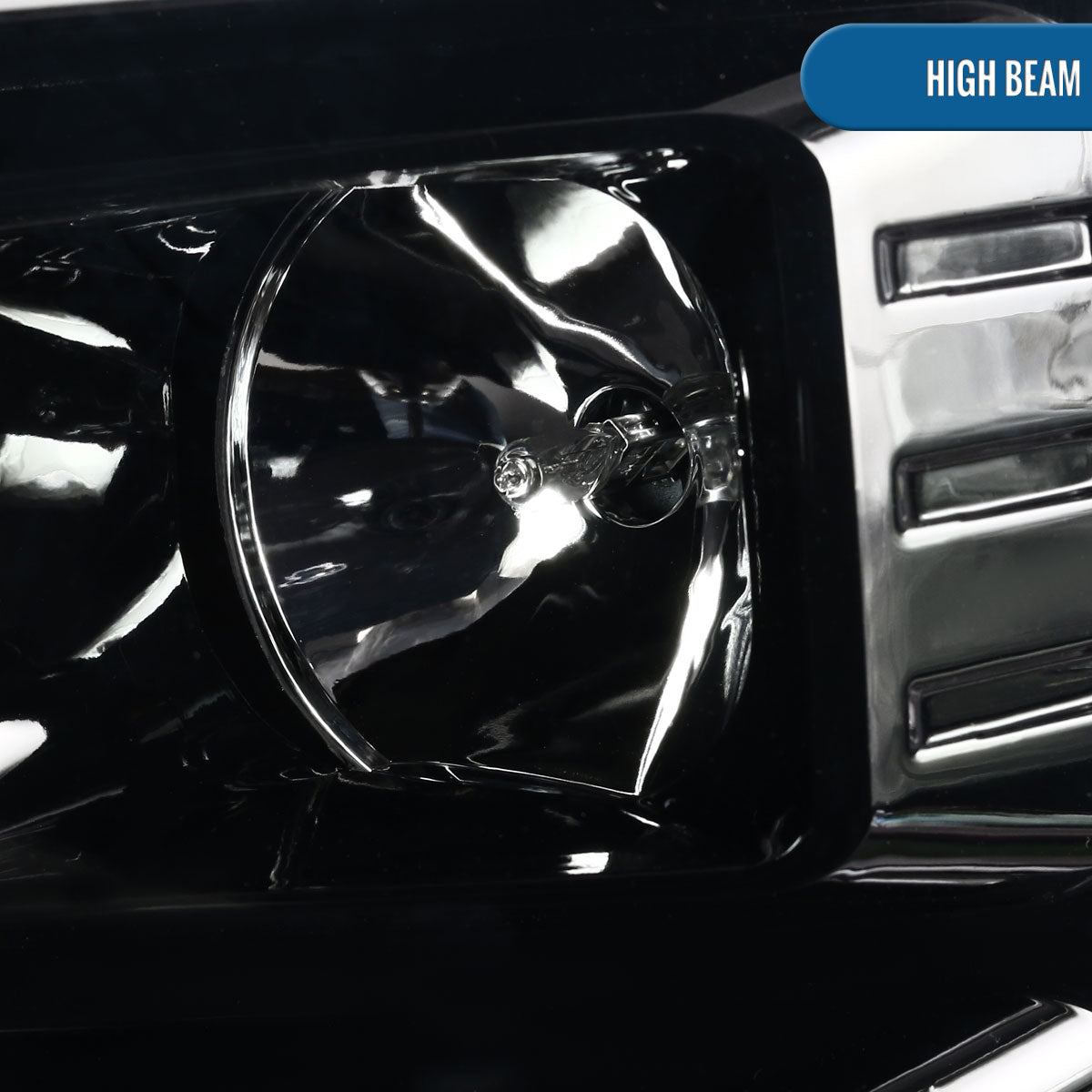 Ronnin - Fits 2007-2014 Chevy Silverado 1500 2500HD 3500HD Upgrade LED Running Light Tube Projector Headlights Assembly Pair | Gloss Black