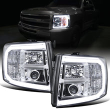 Ronnin - Fits 2007-2014 Chevy Silverado 1500 2500HD 3500HD Upgrade LED Running Light Tube Projector Headlights Assembly Pair | Chrome