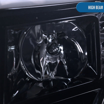 Ronnin - Fits 2007-2014 Chevy Silverado 1500 2500HD 3500HD Upgrade LED Running Light Tube Projector Headlights Assembly Pair | Black Smoke