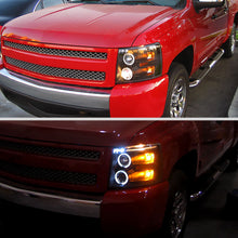 Ronnin - Fits 2007-2014 Chevy Silverado 1500 2500HD 3500HD LED Dual Rims Projector Headlights Assembly Pair | Black
