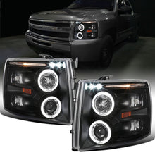 Ronnin - Fits 2007-2014 Chevy Silverado 1500 2500HD 3500HD LED Dual Rims Projector Headlights Assembly Pair | Black