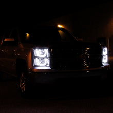 Ronnin - Fits 2014-2015 Chevy Silverado 1500 LED Running and Turn Signal Lights Projector Headlights Assembly Pair | Chrome