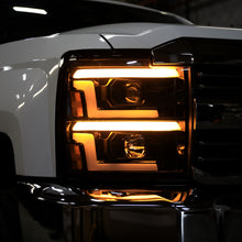 Ronnin - Fits 2015-2019 Chevy Silverado 2500HD 3500HD Projector Headlights Switchback LED Sequential Turn Signal + Animated Startup Effect Pair | Glossy Black