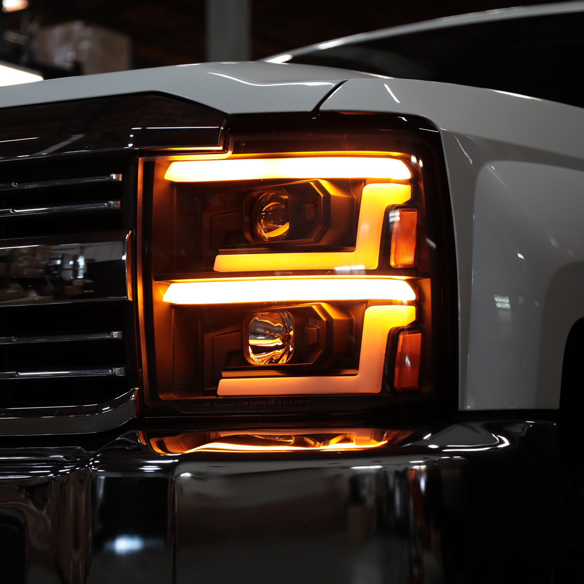 Ronnin - Fits 2015-2019 Chevy Silverado 2500HD 3500HD Projector Headlights Switchback LED Sequential Turn Signal + Animated Startup Effect Pair | Black