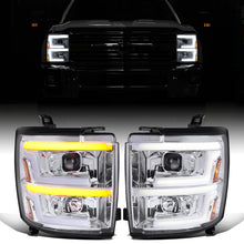 Ronnin - Fits 2015-2019 Chevy Silverado 2500HD 3500HD Projector Headlights Switchback LED Sequential Turn Signal + Animated Startup Effect Pair | Chrome