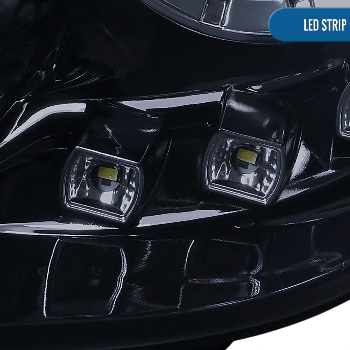 Ronnin - Fits 2011-2014 Hyundai Sonata Halogen Projector Headlights LED Running Lights Assembly Pair | Black Smoke