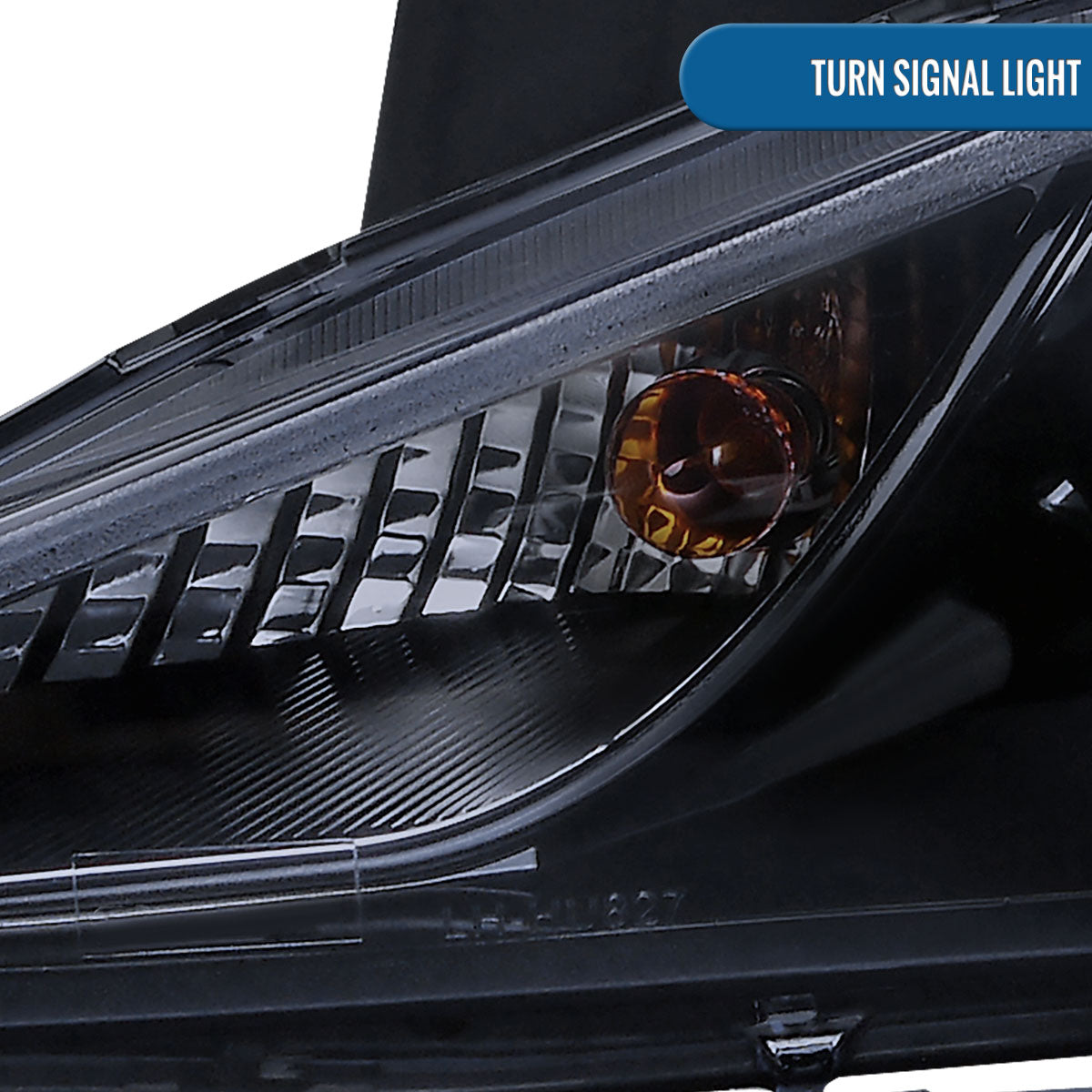 Ronnin - Fits 2011-2014 Hyundai Sonata Halogen Projector Headlights LED Running Lights Assembly Pair | Black Smoke