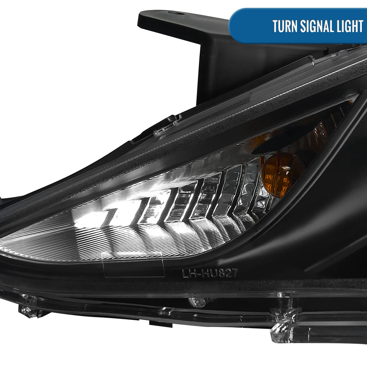 Ronnin - Fits 2011-2014 Hyundai Sonata Halogen Projector Headlights LED Running Lights Assembly Pair | Black