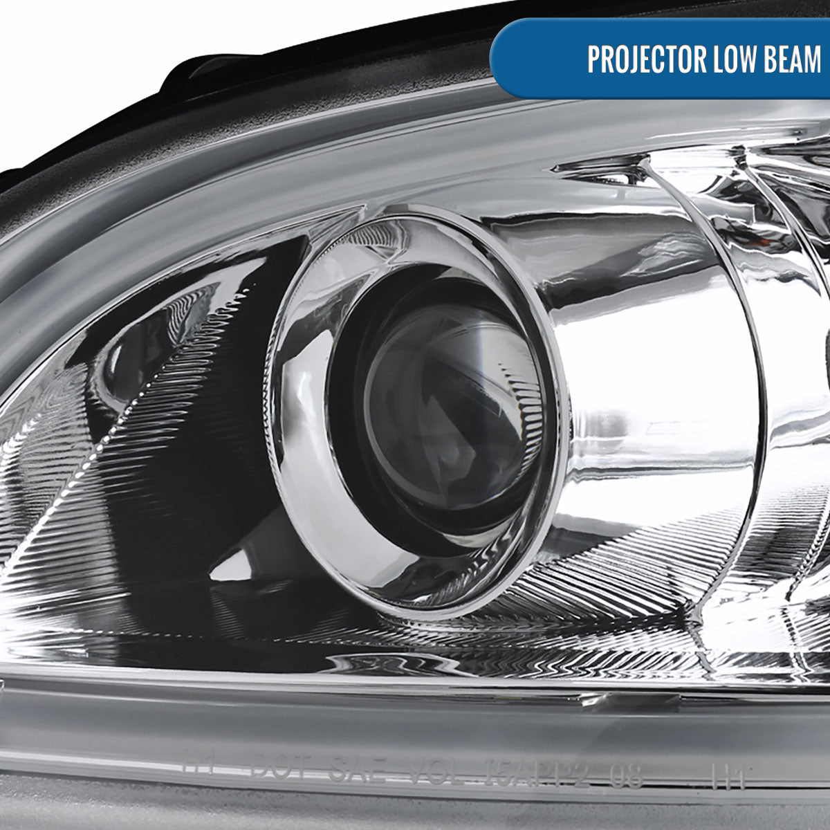 Ronnin - Fits 2010-2011 Kia Soul LED Tube Turn Signal Lights Projector Headlights Assembly Replacement Pair | Chrome