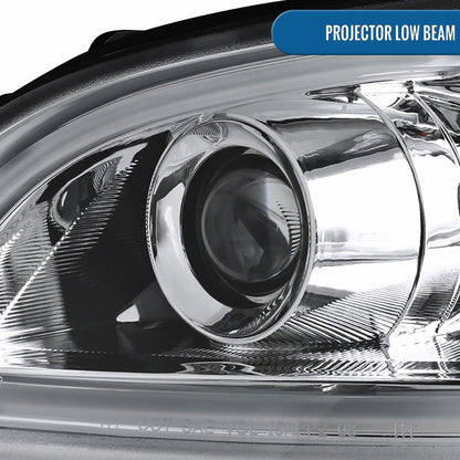 Ronnin - Fits 2010-2011 Kia Soul LED Tube Turn Signal Lights Projector Headlights Assembly Replacement Pair | Chrome