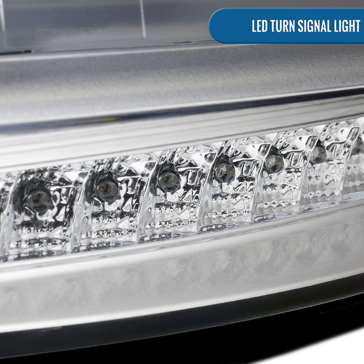 Ronnin - Fits 2010-2011 Kia Soul LED Tube Turn Signal Lights Projector Headlights Assembly Replacement Pair | Chrome